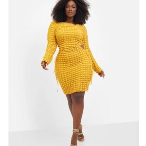 Rebdolls Yellow popcorn cut out bodycon dress size 3x